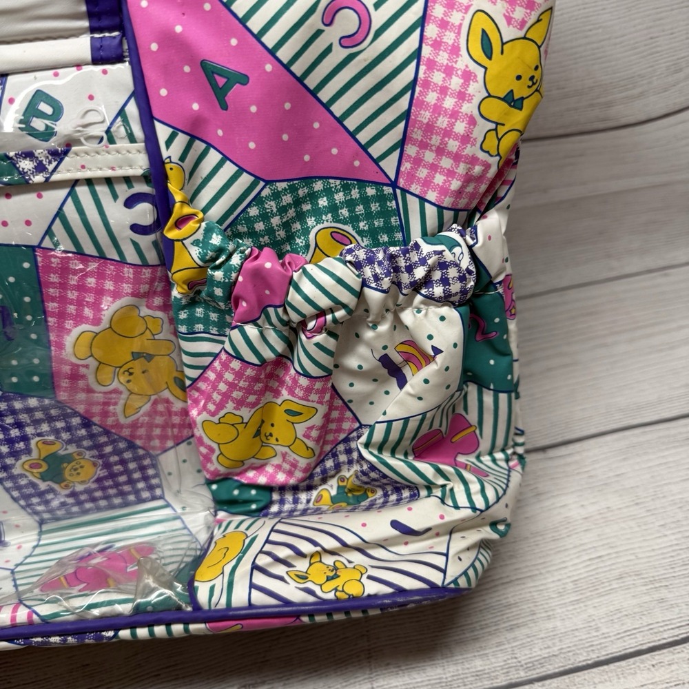 Vintage 90's Diaper Bag Babies Alley Purple Pink Patchwork With Changing Pad - Picture 8 of 12